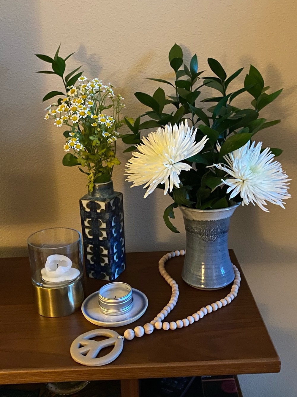 Wood Bead Peace Sign Decor